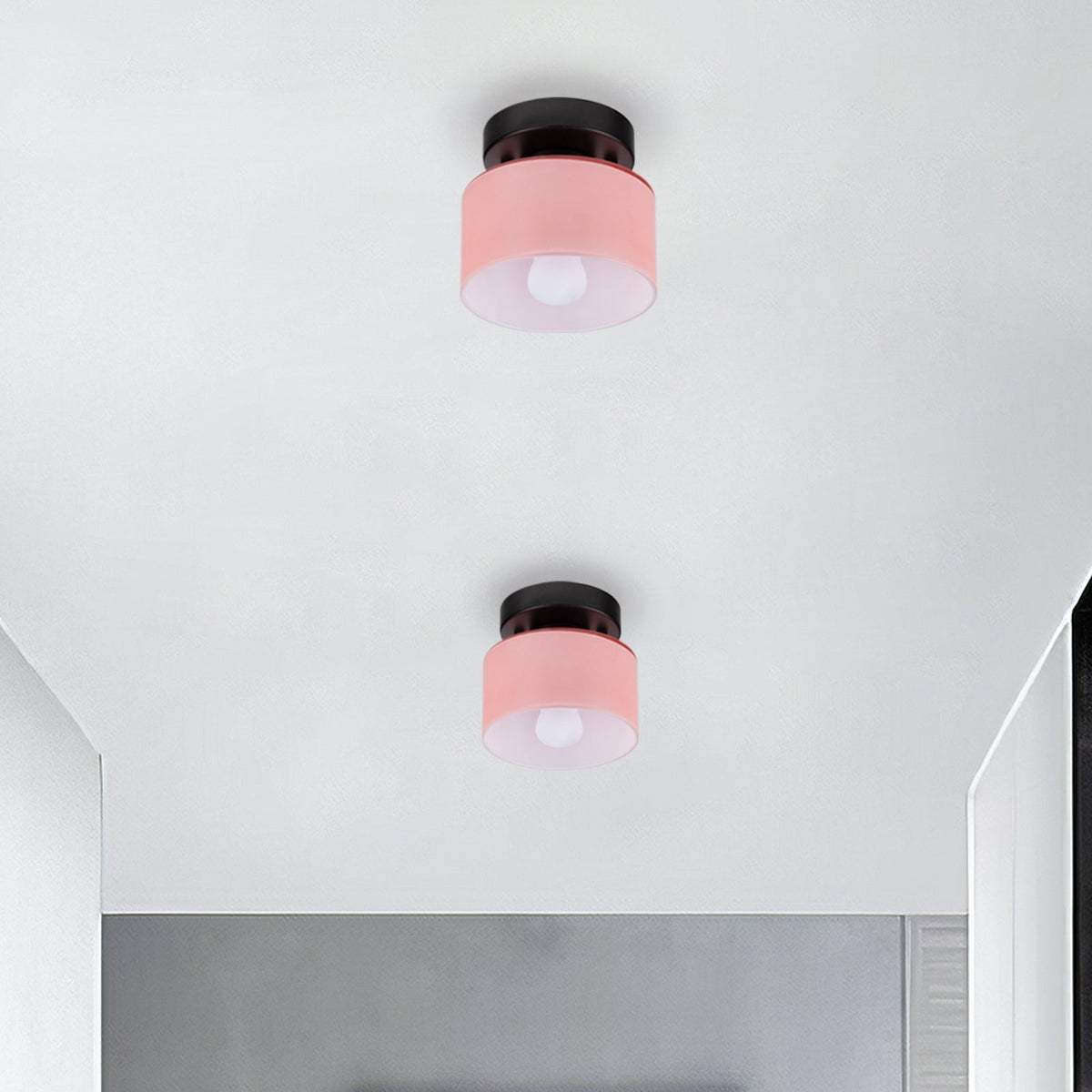 Flush Mount Glass Globe Light with E27 Socket for Entryway Kitchen and Bedroom Lighting