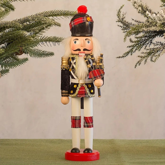 Wooden Nutcracker Soldier Figurine - Hand-Painted Holiday Decor for Mantel, Windowsill & Christmas Display