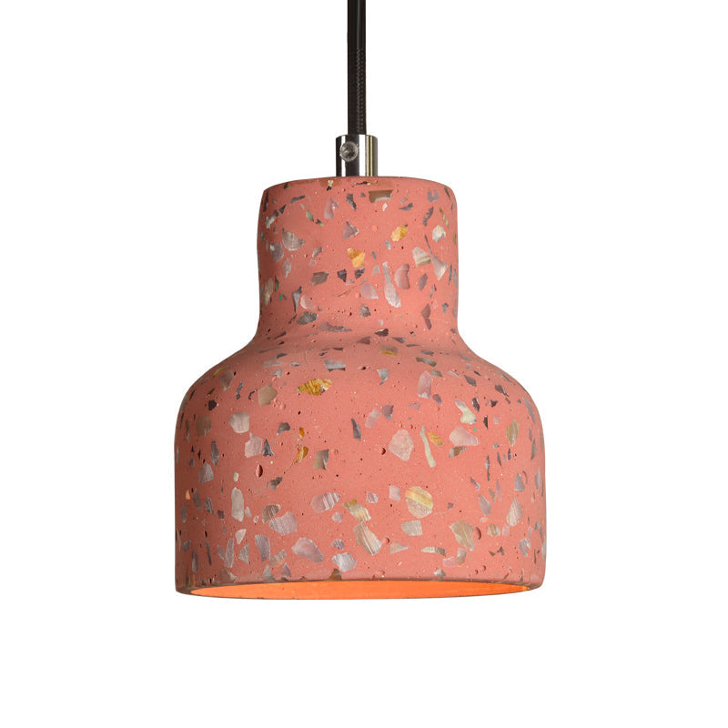 Terrazzo Cement Pendant Light with Adjustable Cord, Single Bulb Fixture for Kitchen Island, Entryway & Dining Room, Modern Industrial