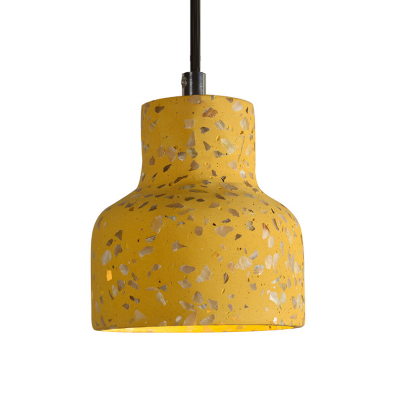 Terrazzo Cement Pendant Light with Adjustable Cord, Single Bulb Fixture for Kitchen Island, Entryway & Dining Room, Modern Industrial