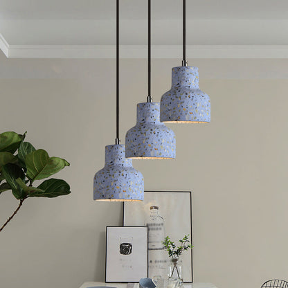 Terrazzo Cement Pendant Light with Adjustable Cord, Single Bulb Fixture for Kitchen Island, Entryway & Dining Room, Modern Industrial