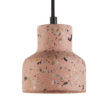 Terrazzo Cement Pendant Light with Adjustable Cord, Single Bulb Fixture for Kitchen Island, Entryway & Dining Room, Modern Industrial