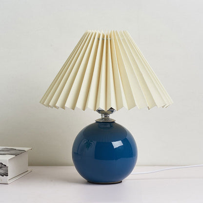 Ceramic Table Lamp with Fabric Shade – Modern Accent Lighting for Bedroom, Living Room & Home Office