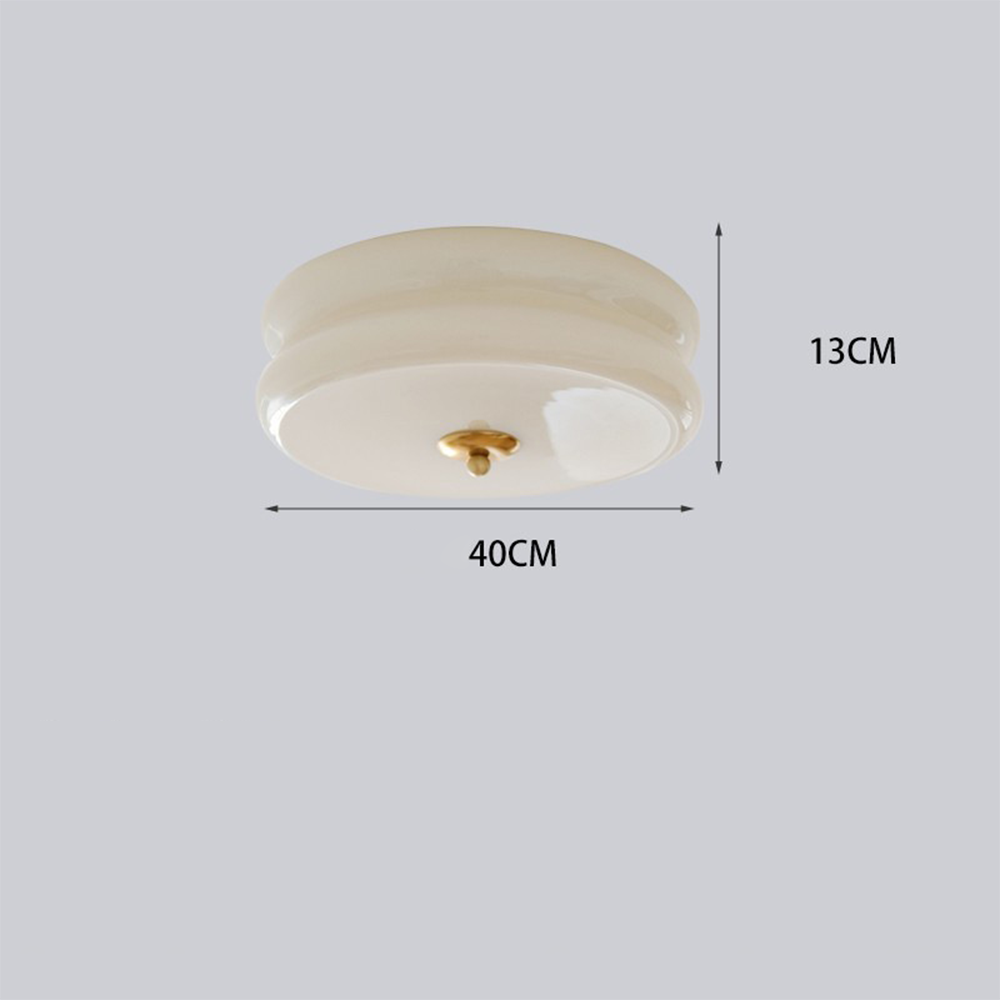 Round Flush Mount LED Fixture with 3 Color Temperatures Glass Metal 5 in Height for Bedroom Dining Room Kitchen Adjustable Kelvin Switch Mod