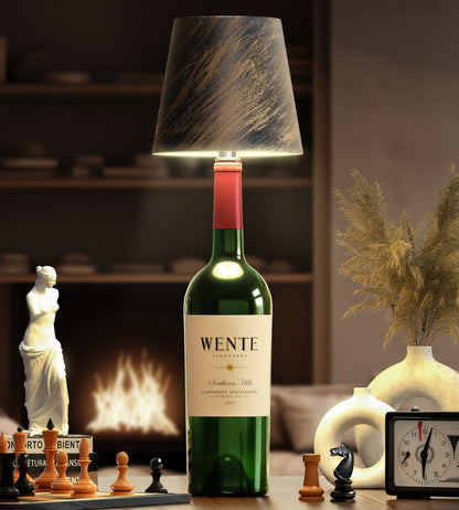 Rechargeable LED Bottle Topper Light 5.5 Inches Wireless Warm Glow Aluminum Cap for Wine Bottles Indoor Outdoor Dining Table Decor Cordless