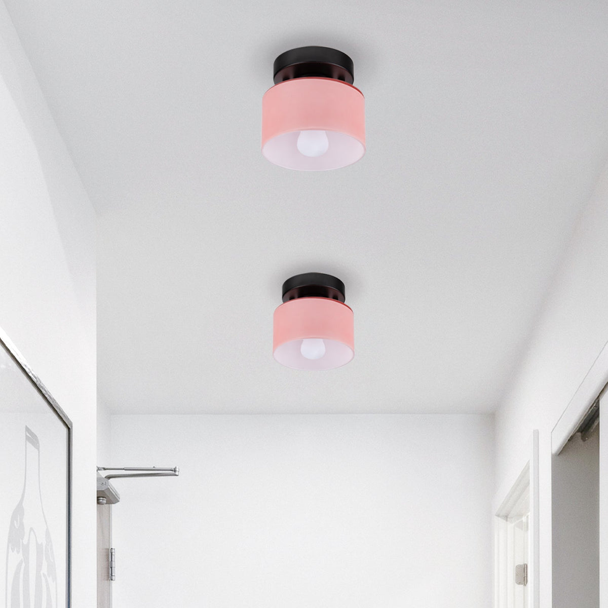 Flush Mount Glass Globe Light with E27 Socket for Entryway Kitchen and Bedroom Lighting