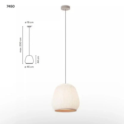 Ribbed Lycra Hanging Light Fixture – 18 in Round Dimmable LED Ceiling Pendant for Kitchen Island, Dining Table & Modern Living Areas