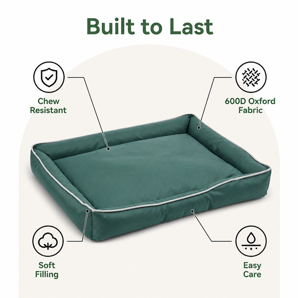 Ortekor Chew-Resistant 600D Oxford Dog Bed
