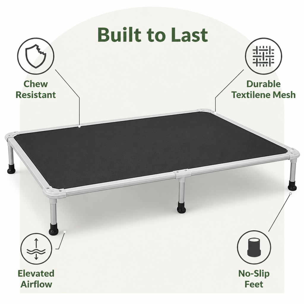 Ortekor Chew-Proof Aluminum Frame Elevated Dog Bed (Indoor/Outdoor)