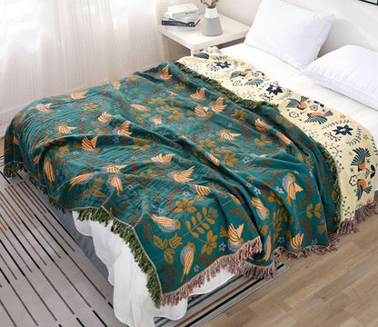 LeafWeave – Vintage Reversible Cotton Throw Blanket