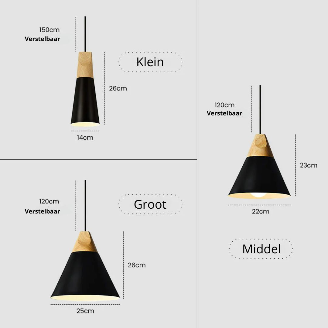 Aluminum & Wood Hanging Lamp E27 Socket Gray Black White Yellow Kitchen Island Dining Table Overhead Fixture Scandinavian Style Modern Minim