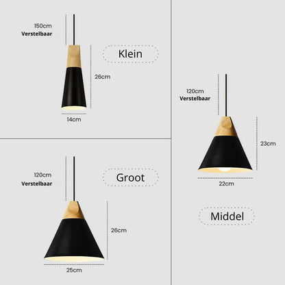 Aluminum & Wood Hanging Lamp E27 Socket Gray Black White Yellow Kitchen Island Dining Table Overhead Fixture Scandinavian Style Modern Minim