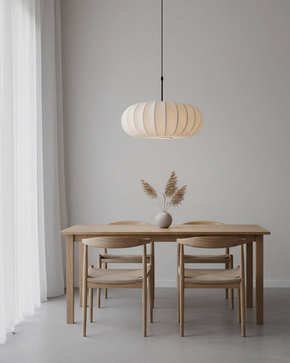 Hanging Ceiling Light with Cloth Shade for Dining Room & Kitchen – Adjustable Height, E26 Socket, Dimmable – 12 in White Fixture for Modern