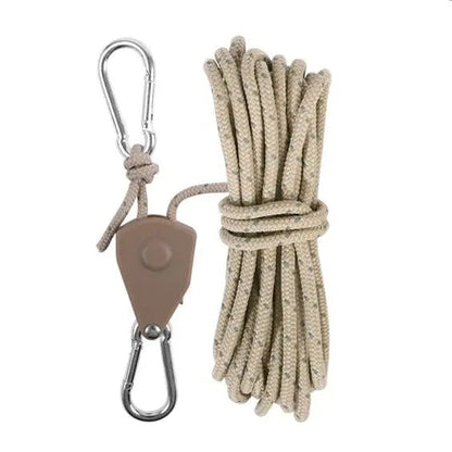 Reflective Tensioning Rope with Pulley System 13 ft Adjustable Tie-Down for Camping Tents Tarps Canopies Outdoor Gear Stainless Steel Carabi