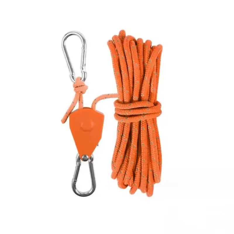 Reflective Tensioning Rope with Pulley System 13 ft Adjustable Tie-Down for Camping Tents Tarps Canopies Outdoor Gear Stainless Steel Carabi