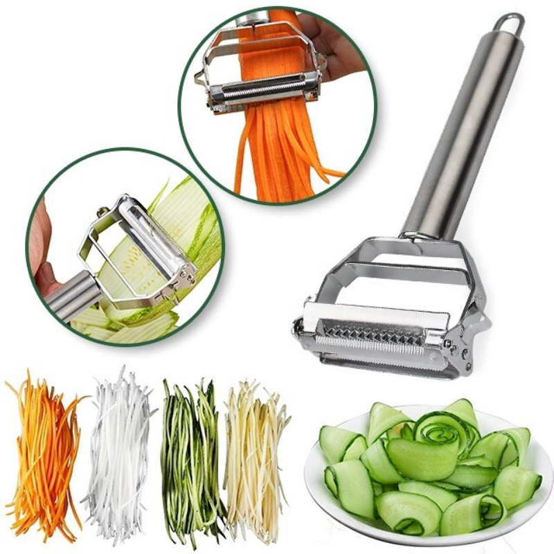 Dual-Blade Vegetable Peeler with Julienne Slicer | Stainless Steel Kitchen Tool for Potatoes Carrots Zucchini Cucumbers Apples | Dishwasher