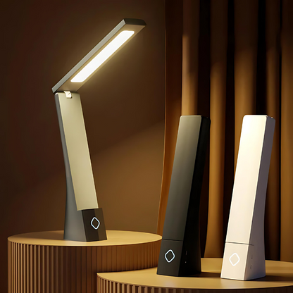 Adjustable LED Desk Lamp with Touch Dimmer & Folding Arm for Reading Study Office Bedroom Aluminum Modern Portable Task Light 6W
