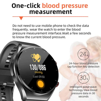 Health Monitoring Smartwatch with ECG, Blood Pressure, Glucose Tracking & Heart Rate Analysis for iOS & Android
