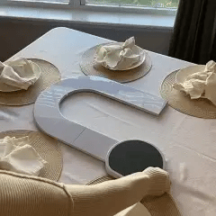 Lazy Susan Turntable, Large Lazy Susan for Dining Table with Extension Tracks, Rotating Party Serving Tray