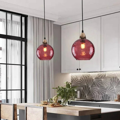 Textured Glass Globe Hanging Light 7.9 Inch Dining Room Island Fixture Adjustable Height Modern Sphere Pendant Minimalist Ceiling Lamp for K