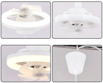 E27 Ceiling Fan Light with Remote, Adjustable Airflow & LED Dimming, 360° Rotation for Living Room, Bedroom