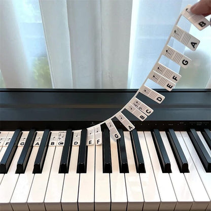 Removable Silicone Piano Key Note Labels for 88-Key Keyboards | Beginner Learning Aid with Staff Notation | Quick-Install Teaching Guide for Grand, Up