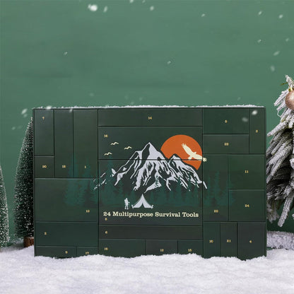Outdoor Survival Gear Advent Calendar for Men – 24 Days of Adventure Tools for Camping Hiking Wilderness Exploration
