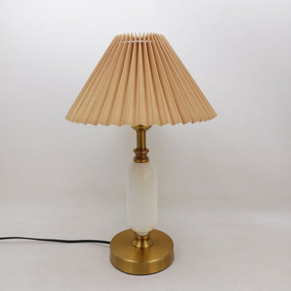 Metal Desk Lamp with Pleated Shade 18 in Tall E12 Socket Plug-In for Bedroom Nightstand Office Study Living Room Reading Light Contemporary