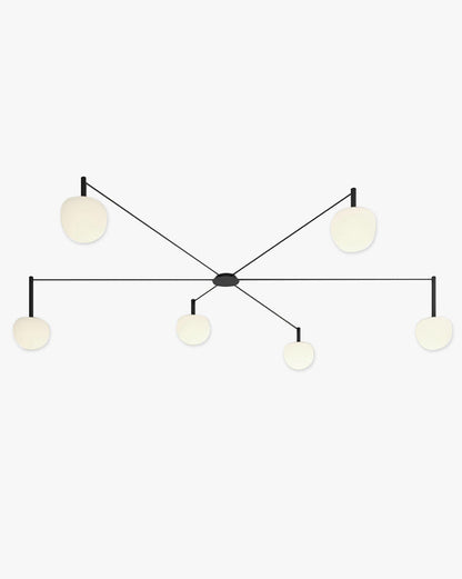 Multi-Globe Pendant Light Metal & Frosted Glass 47 Inch Adjustable White Fixture for Dining Room Kitchen Island Bedroom Modern Scandinavian