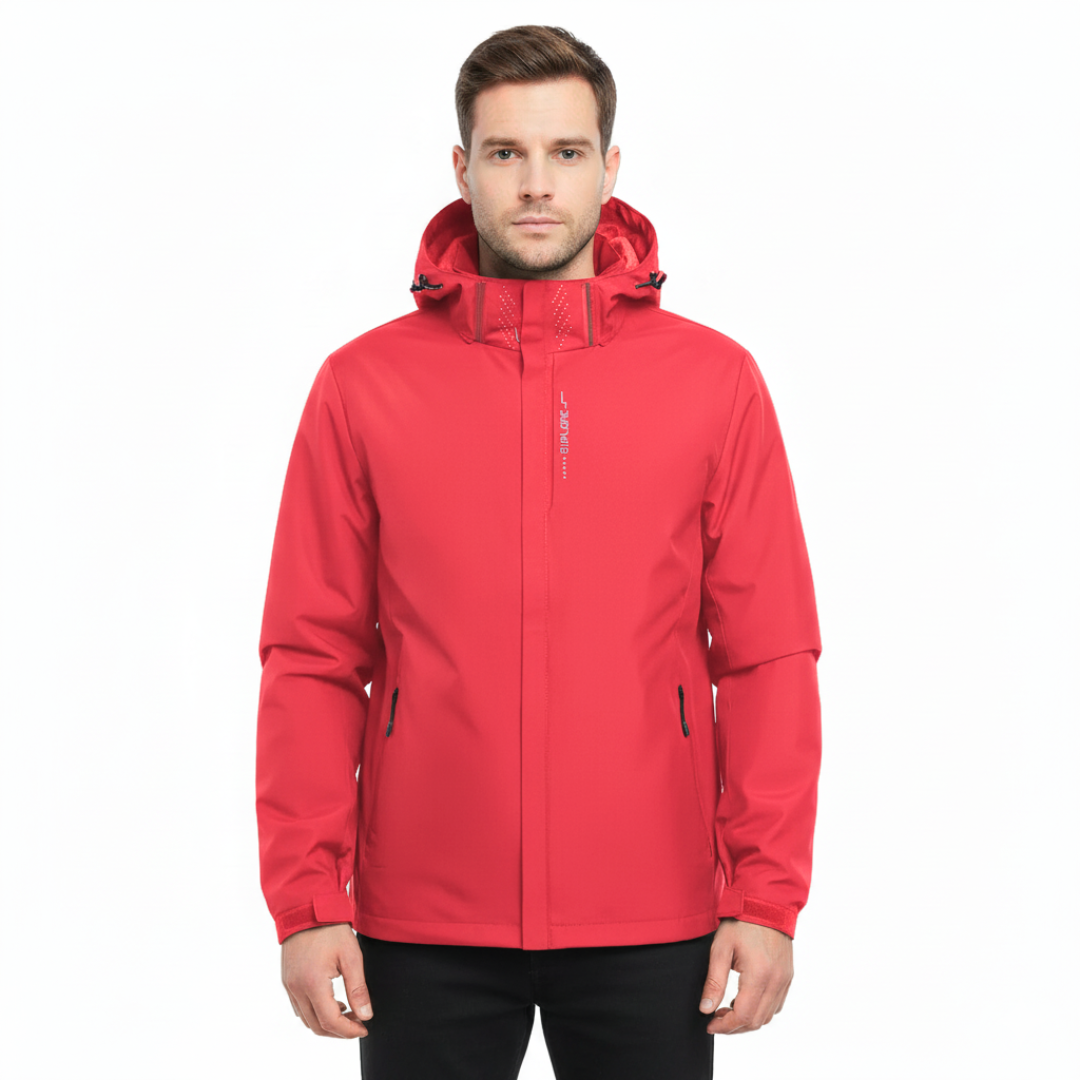 Lightweight Zip-Front Rain Jacket with Hood – Breathable Weather Shell for Men