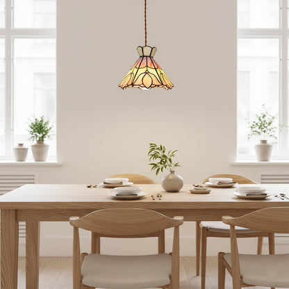 Art Glass Hanging Ceiling Fixture Floral Rose Blush Ivory 7.8 Inch Adjustable Drop Lighting for Kitchen Island Dining Table Breakfast Nook S