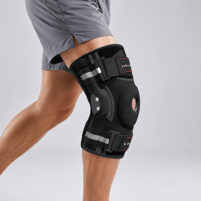 Hinged Knee Brace with Dual-Side Stabilizers – Adjustable Compression Support for Men & Women, Open Patella Design for Running, Sports &