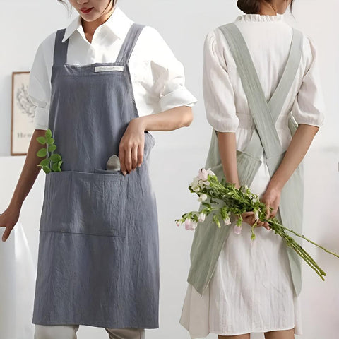 Maven Chef Apron - Cotton, Cross-Back Design with Pockets