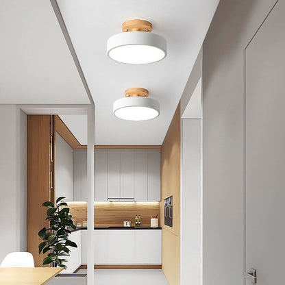 Semi-Flush LED Ceiling Light with Adjustable Color Temperature – Wood & Acrylic Design for Bedroom, Living Room & Hallway
