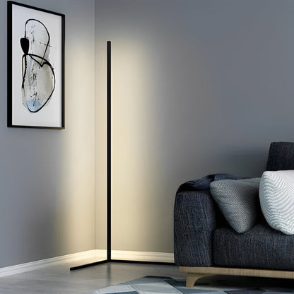Wireless Remote LED Uplight with Adjustable Brightness for Bedroom, Living Room & Study Spaces | Modern Tall Pole Lamp in Black