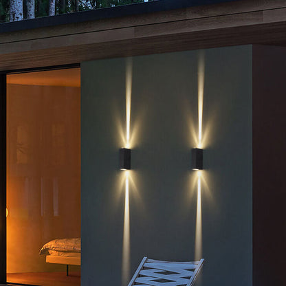 Hardwired LED Sconce Black Aluminum 7 in Up & Down Beam Exterior House Fence Porch Entry Modern 10W 110V Warm White Neutral 3000K 4000K 5000