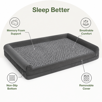 Ortekor Orthopedic Memory Foam & Non-Slip Dog Bed (Removable Cover)