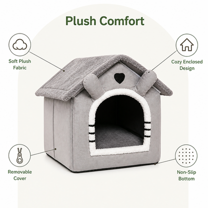 Ortekor All-Season Plush Washable Cat & Small Dog Bed (Non-Slip Bottom)