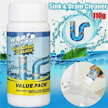 Enzymatic Foaming Powder Pipe Opener for Kitchen & Bathroom Drains, Clears Hair & Grease Clogs, Safe Non-Corrosive Formula for All Plumbing,