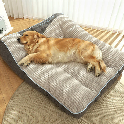 Plush Bolster Pet Lounger with Supportive Rim for Medium to Large Dogs – Cushioned Sleeping Pad in Brown – Removable Washable Cover – 31 × 2
