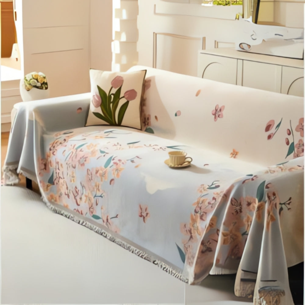Aveline Sofa Cover - Reversible Floral Jacquard, Soft Fabric