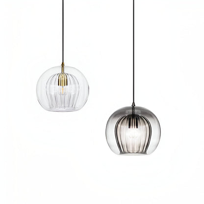 Spherical Glass Hanging Light with Adjustable Height for Kitchen Island, Dining Table, Bedroom | E27 Socket | Modern Orb Fixture for Home an
