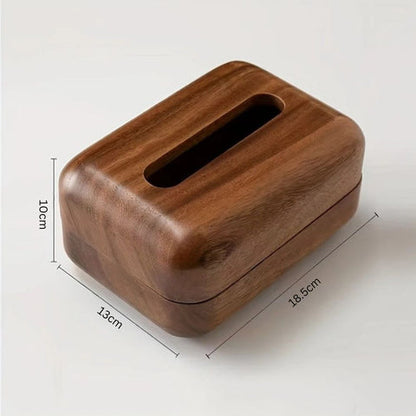 Eldrin Tissue Box Holder - Walnut Wood, Compact Design