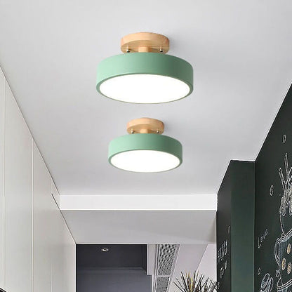 Semi-Flush LED Ceiling Light with Adjustable Color Temperature – Wood & Acrylic Design for Bedroom, Living Room & Hallway