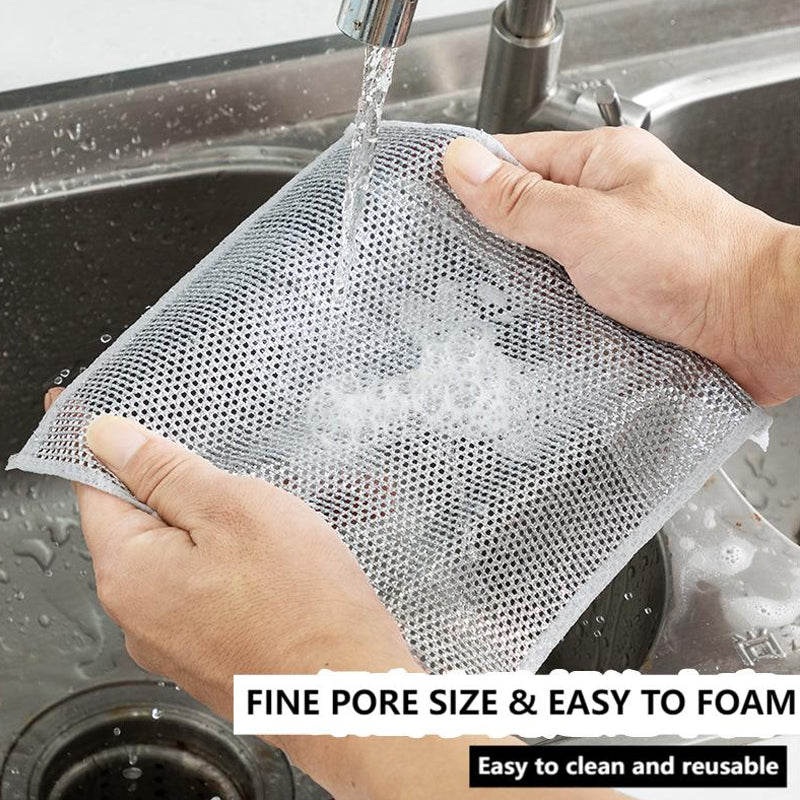 Nylon Mesh Dishcloth Set Safe for Nonstick Cookware Kitchen Cleaning Cloth Reusable Scouring Pad for Pots Pans Dishes Countertops