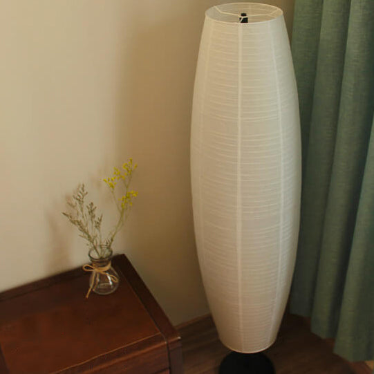Dual-Socket Upright Lamp with Rice Paper Diffuser 54-Inch Tall White or Black for Bedside & Lounge