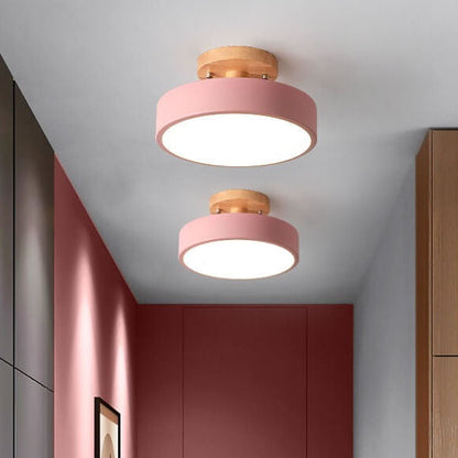 Semi-Flush LED Ceiling Light with Adjustable Color Temperature – Wood & Acrylic Design for Bedroom, Living Room & Hallway