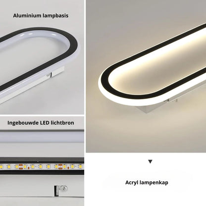Flush Mount LED Ceiling Light Oval Low Profile Black White for Bedroom Hallway Entry Foyer Contemporary Overhead Lighting Modern Minimalist