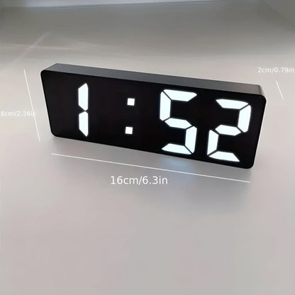 LED Alarm Clock with Mirror Display Temperature Date 12/24 Hour Format Snooze Battery USB Powered Nightstand Bedroom Office Desktop