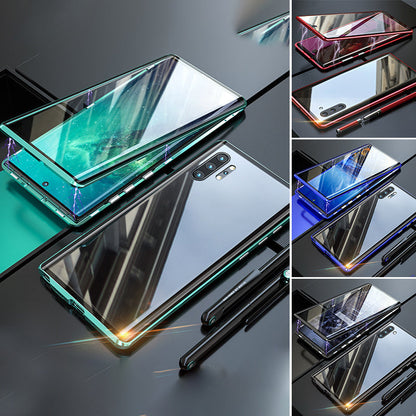 Magnetic Tempered Glass Phone Case for Samsung Galaxy with Dual-Sided Protection and Self-Locking Closure